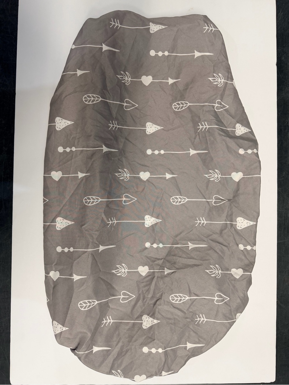 Gray Arrow & Heart Pattern Fitted Mattress Cover - Neutral Nursery Bedding